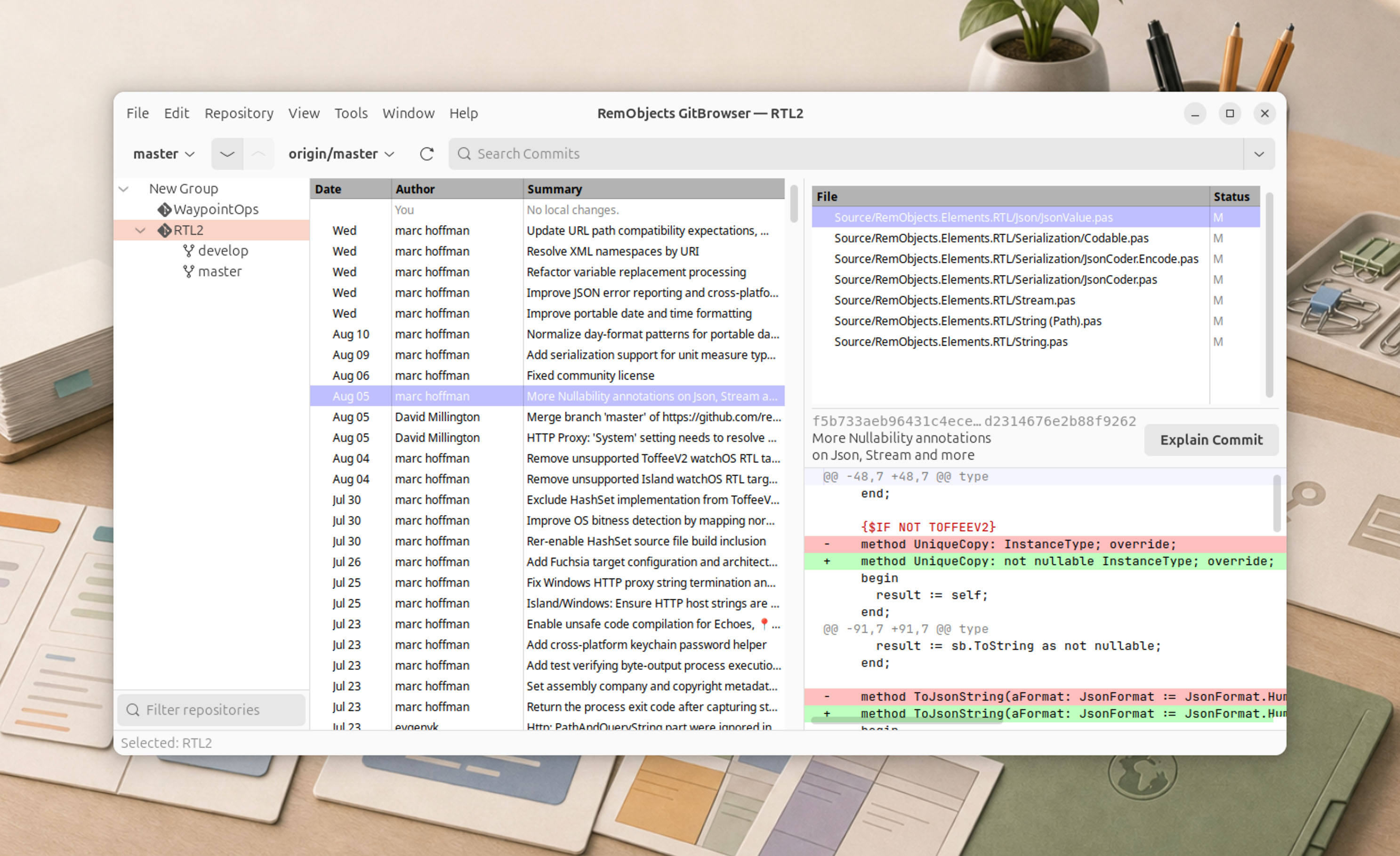 GitBrowser repository view on Linux