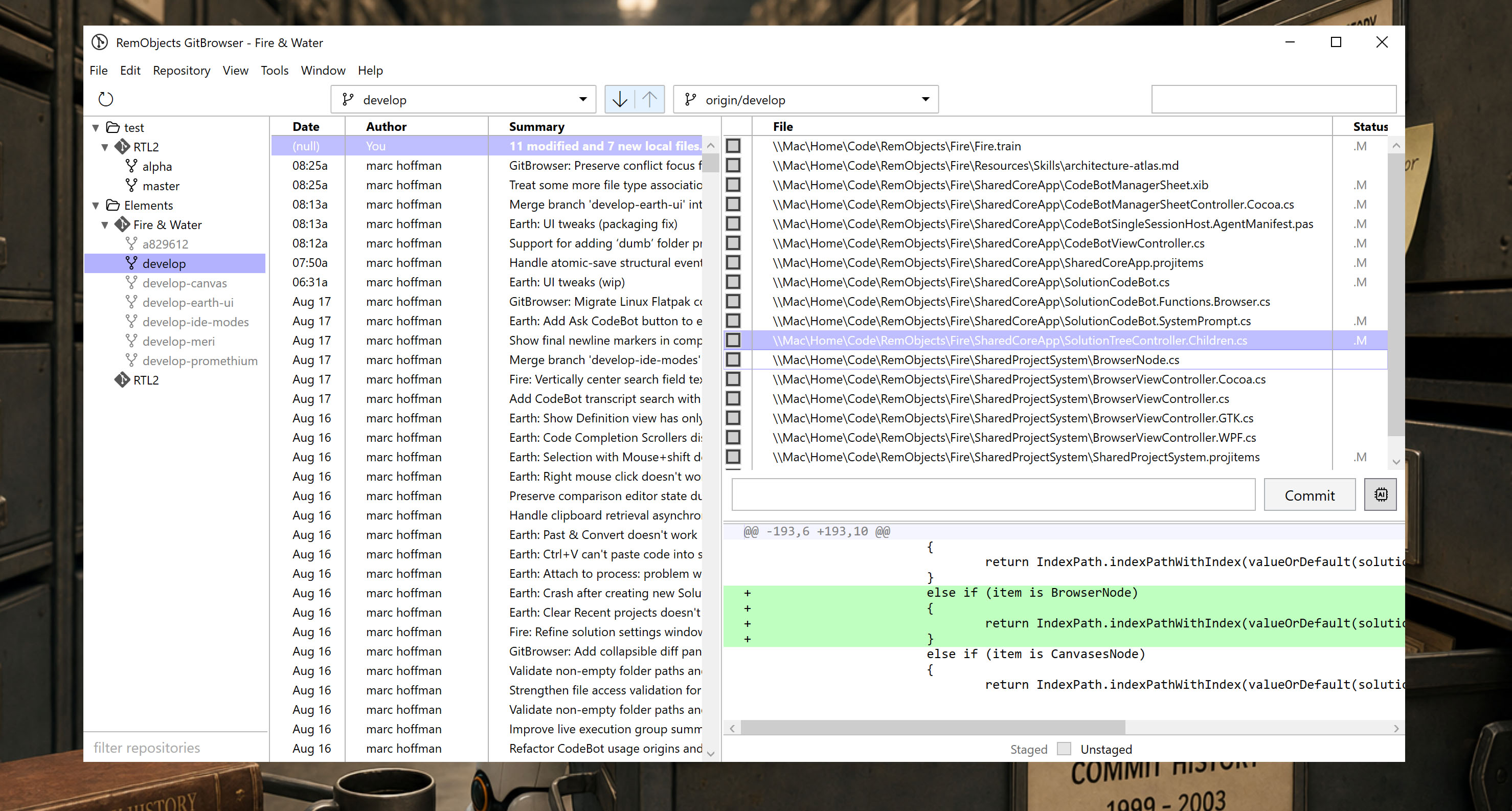 GitBrowser staging area on Windows