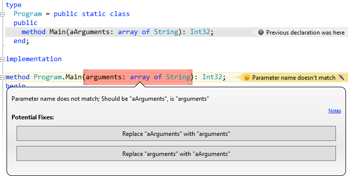 Fix-It: Parameter name mismatch